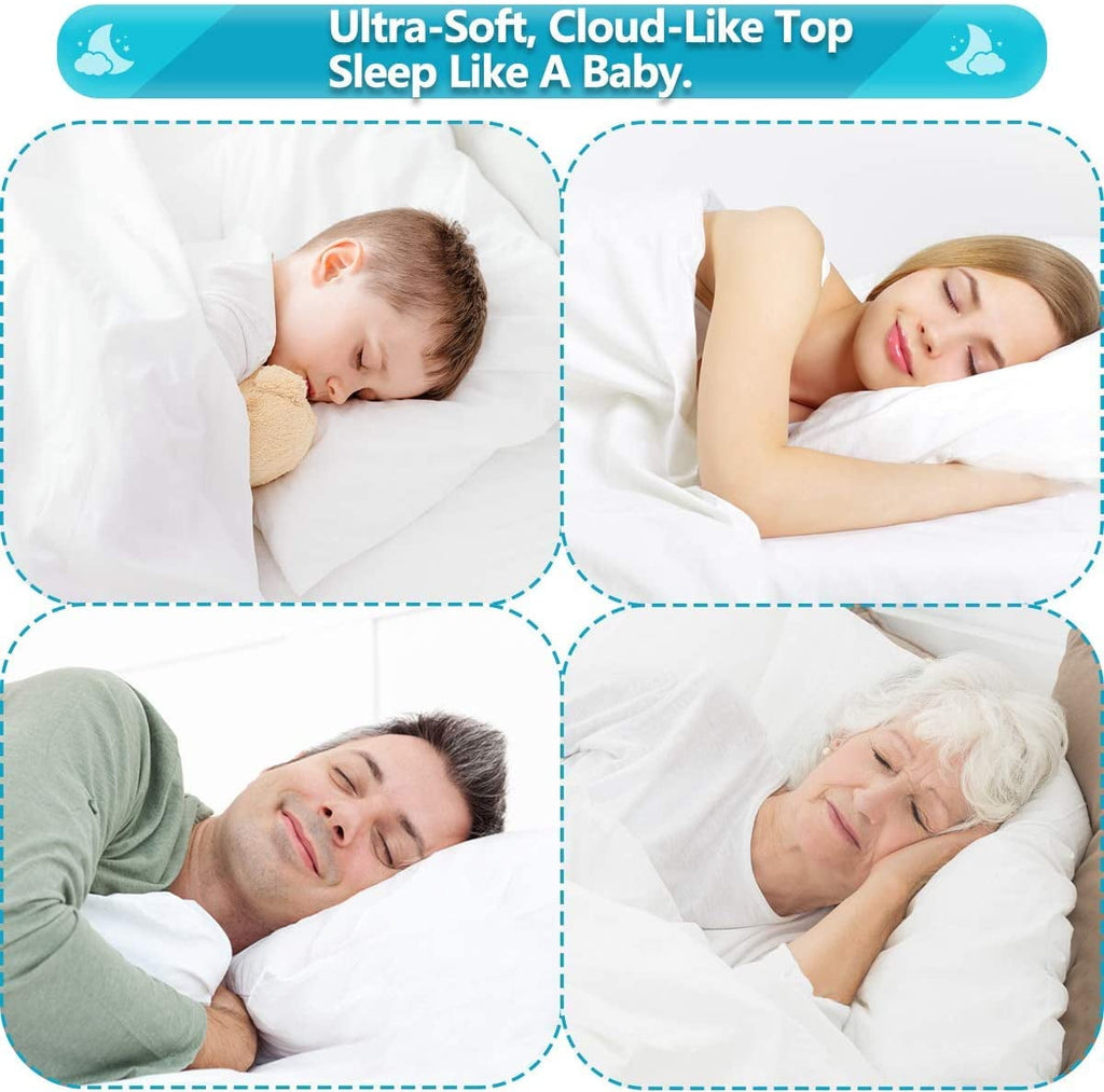 MERITLIFE Extra Thick Cooling Mattress Topper for Back Pain, 100% 400TC Waterproof Mattress Pad Cover - Down Alternative Pillow Top, Hotel Quality Hypoallergenic Queen Size, White