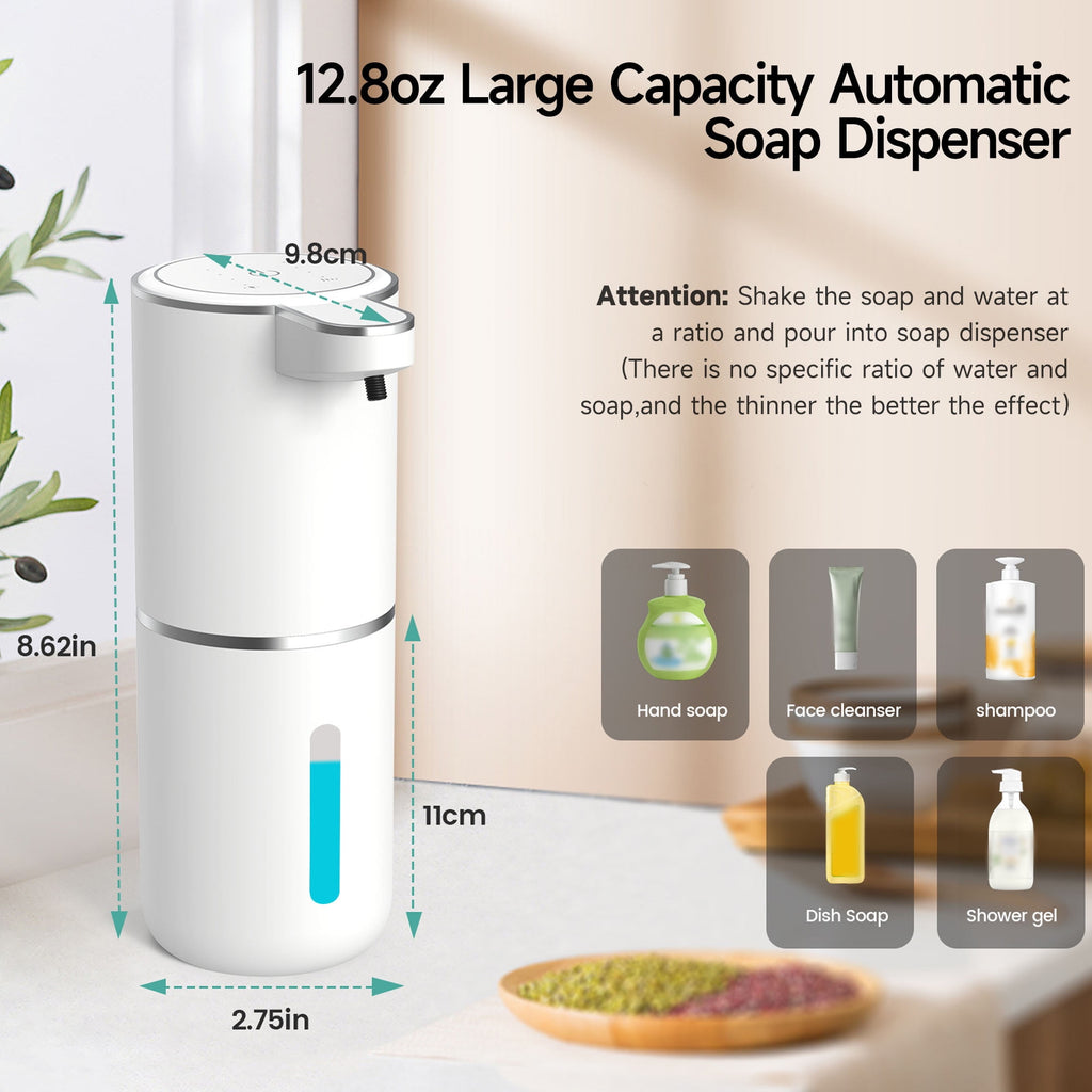 ALLJOY Automatic Liquid Soap Dispenser 12.8oz/380ML Electric Wall Mount Touchless Soap Dispenser for Kitchen Bathroom USB Rechargeable Hand & Dish Soap Dispenser