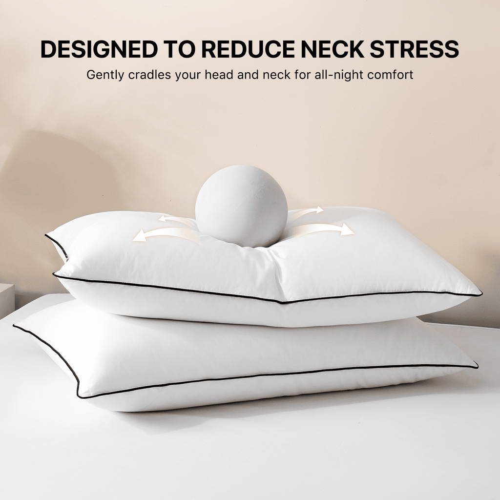 Howsheep Feather Down Pillows Set of 2, Medium Firm Hotel Bed Pillow 2 Pack,  King Size, 20 x 36 in.