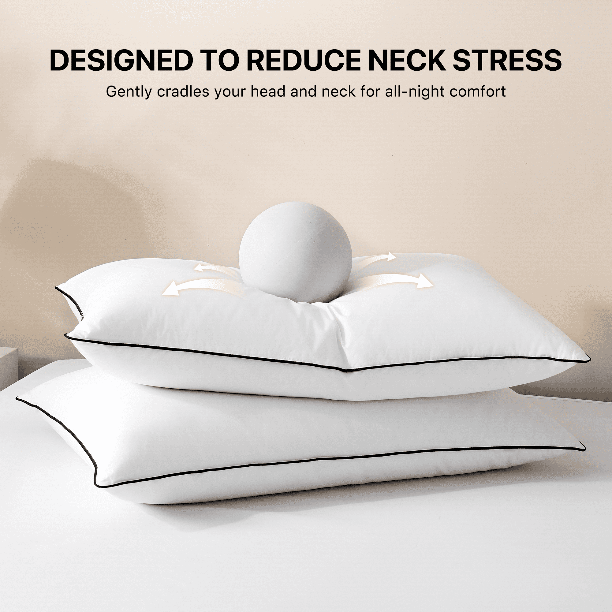 Howsheep Feather Down Pillows Set of 2, Medium Firm Hotel Bed Pillow 2 Pack,  King Size, 20 x 36 in.