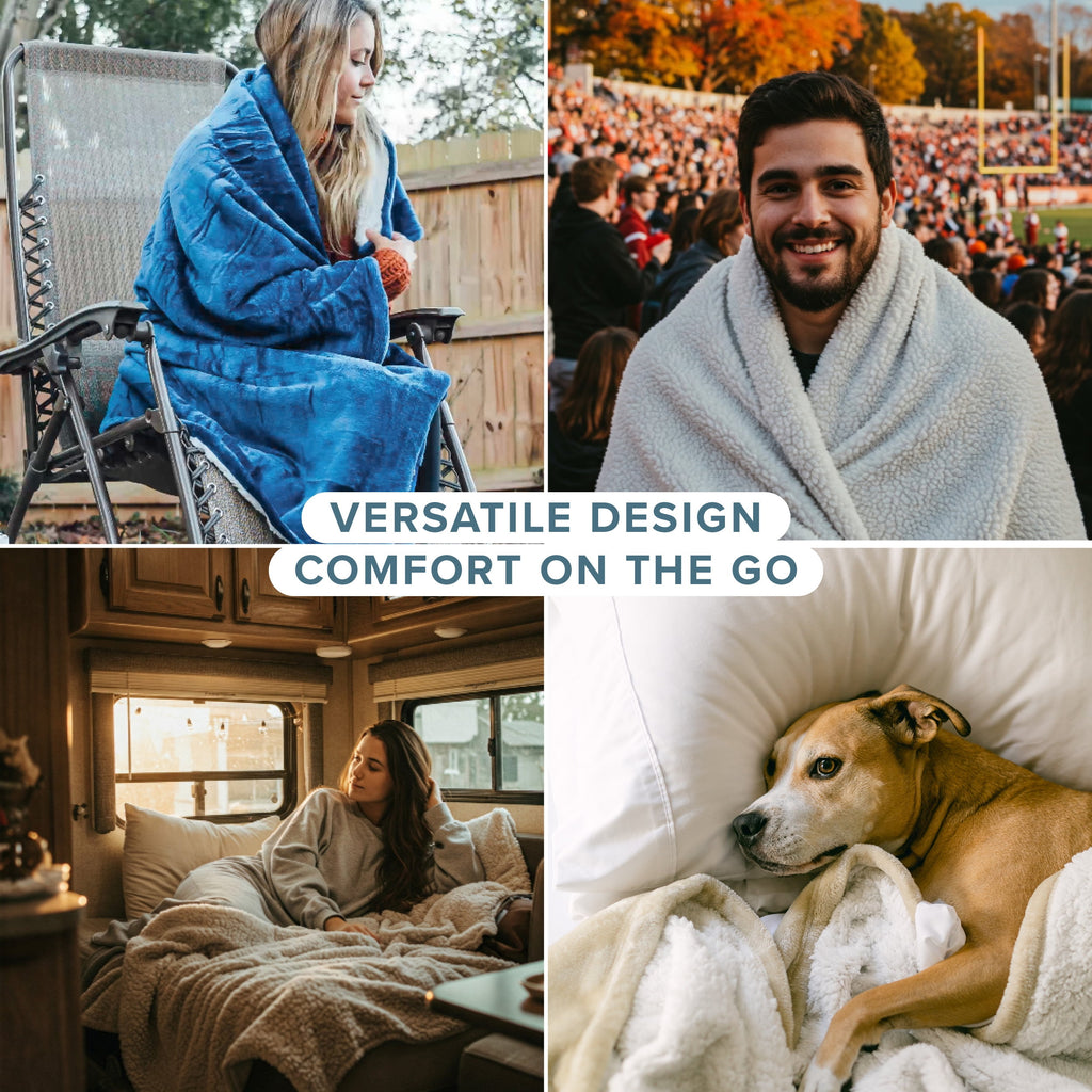 Bare Home Plush Sherpa Bed Blanket - Fluffy & Soft - Reversible - Lightweight - Full/Queen, Gray