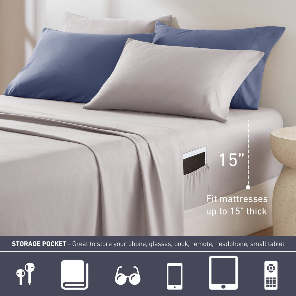 Regency Heights Queen Size Comforter Set, 9-Piece Bed in a Bag Queen, Round Geometric Print Bedding Comforter Set with Sheets, Navy Blue