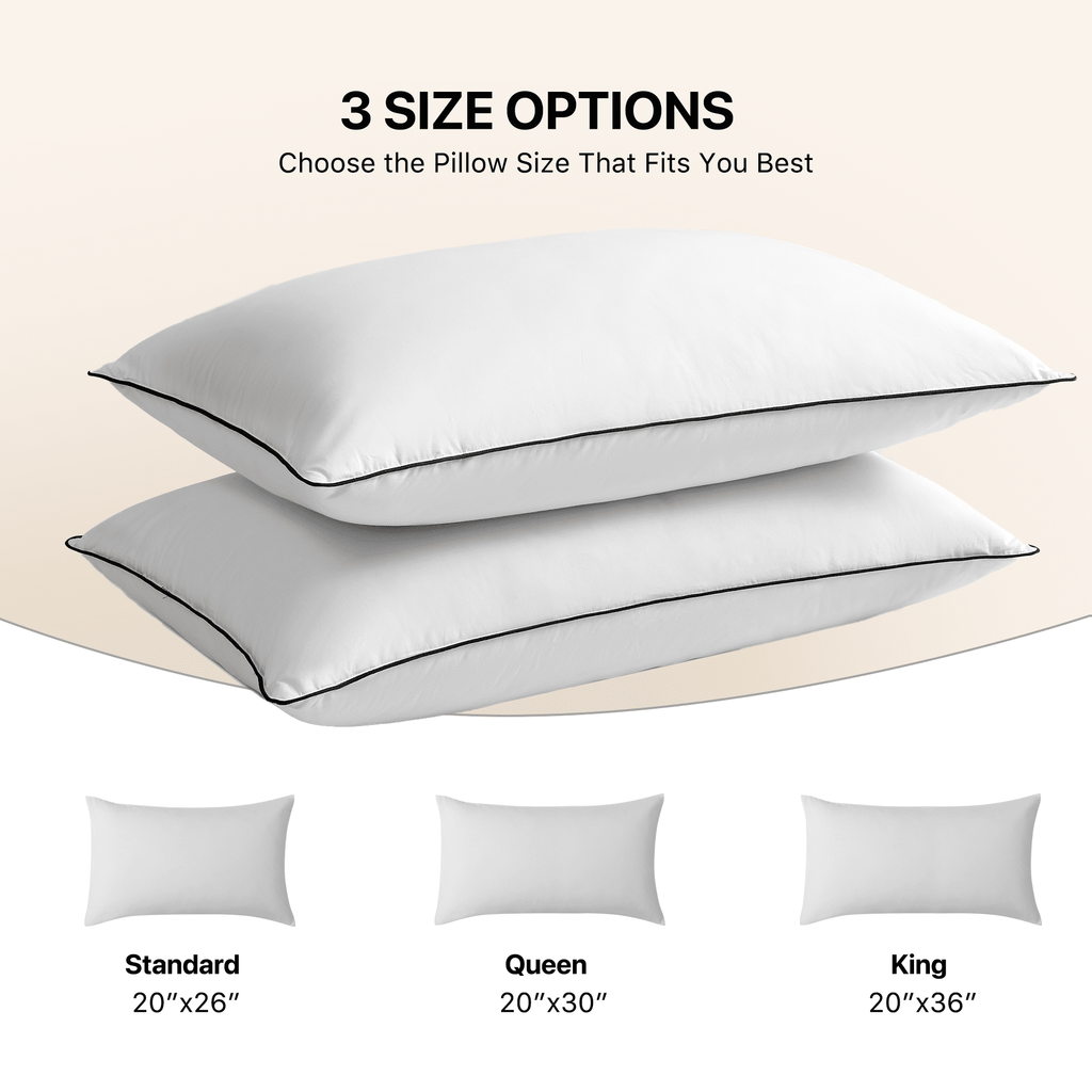 Howsheep Feather Down Pillows Set of 2, Medium Firm Hotel Bed Pillow 2 Pack,  King Size, 20 x 36 in.