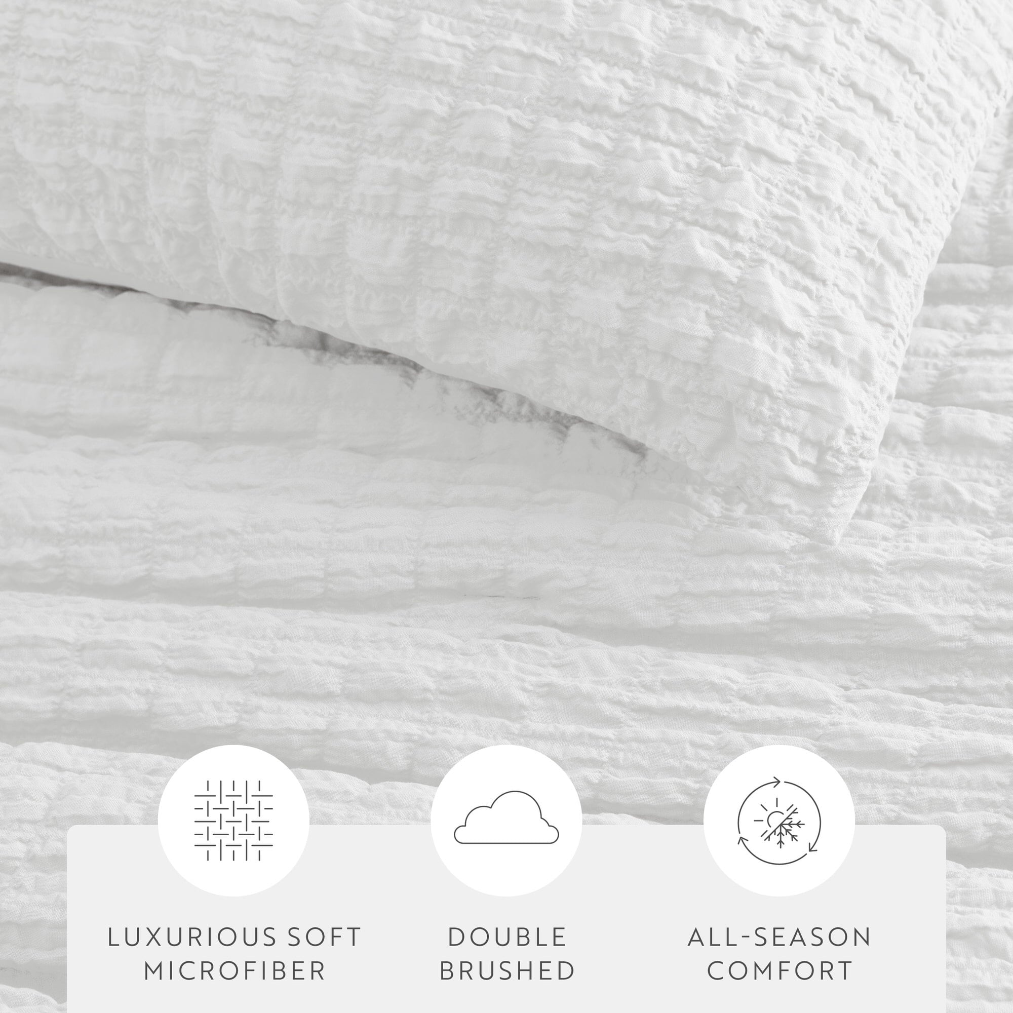 Seersucker Textured Comforter Set Plush All-Season Down Alternative Bedding - Comfort Canopy